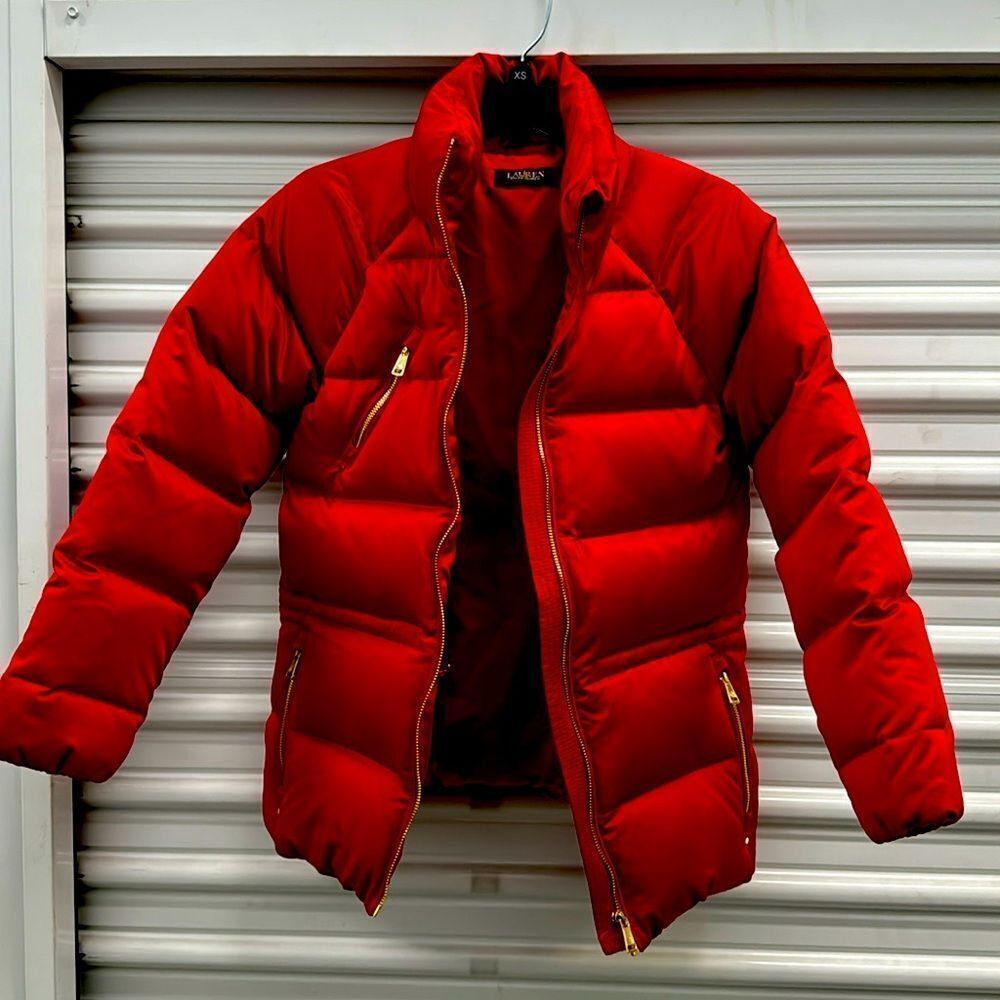 Lauren, Ralph Lauren, red and gold puffy jacket. Size XXS new $350.
